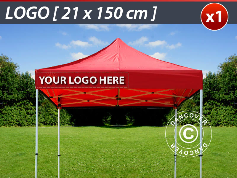 1 St. FleXtents tryck på takkappa 21x150cm, placerat till vänster