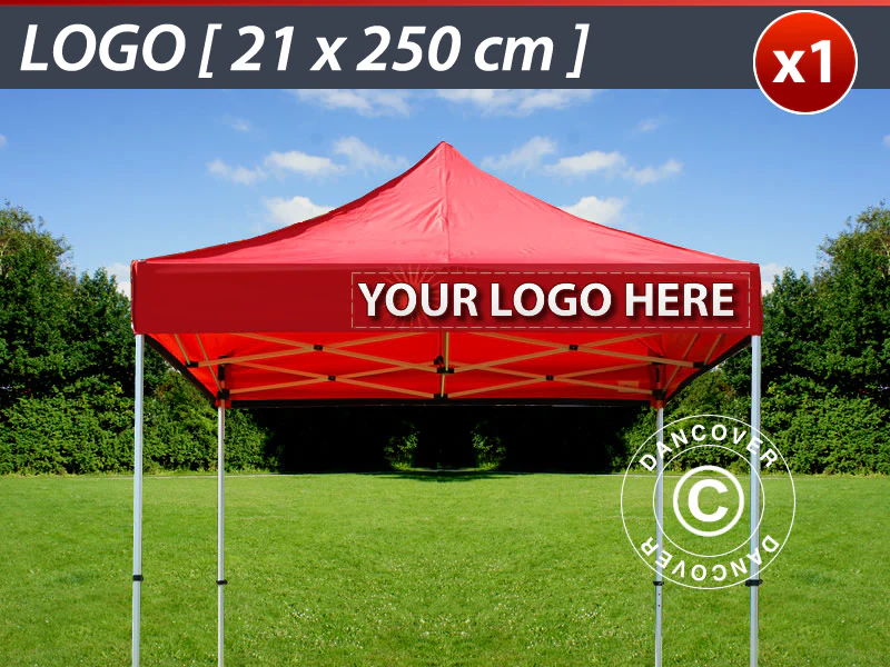 1 St. FleXtents tryck på takkappa 21x250cm, placerat till höger
