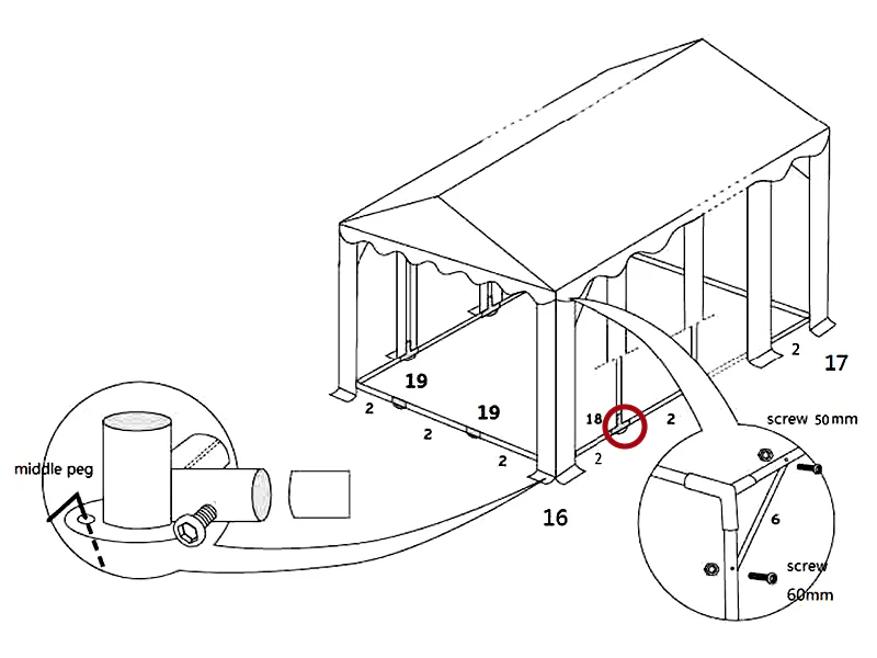 3-vägs montering för bottenram, Ø42+Ø54mm - Image 4