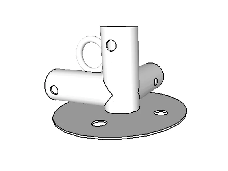 3-vägs montering för bottenram, Ø42+Ø54mm, 90°