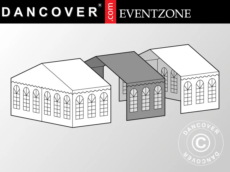 3m förlängning för professionellt Partytält EventZone 6x6m PVC, Vit