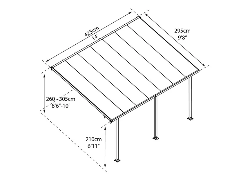 Altantak Feria, Palram/Canopia, 3x4,25m, Grå - Image 3