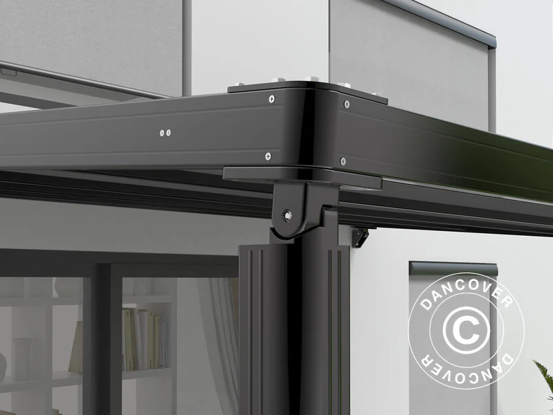 Altantak, väggmonterad pergola Santa Ynez, 4x3m, Svart/Mörkgrå - Image 4