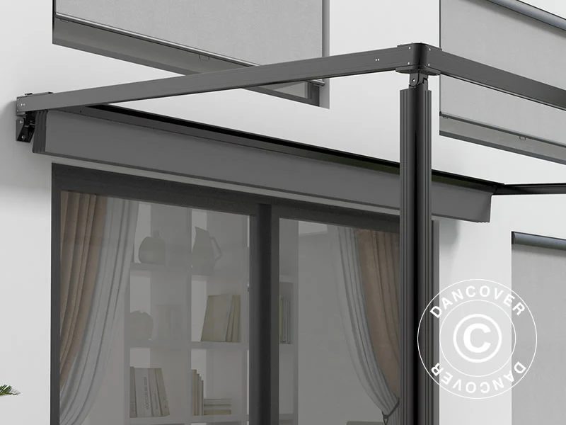 Altantak, väggmonterad pergola Santa Ynez, 4x3m, Svart/Mörkgrå - Image 6