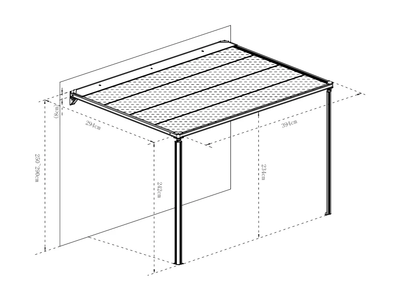 Altantak, väggmonterad pergola Santa Ynez, 4x3m, Svart/Mörkgrå - Image 8