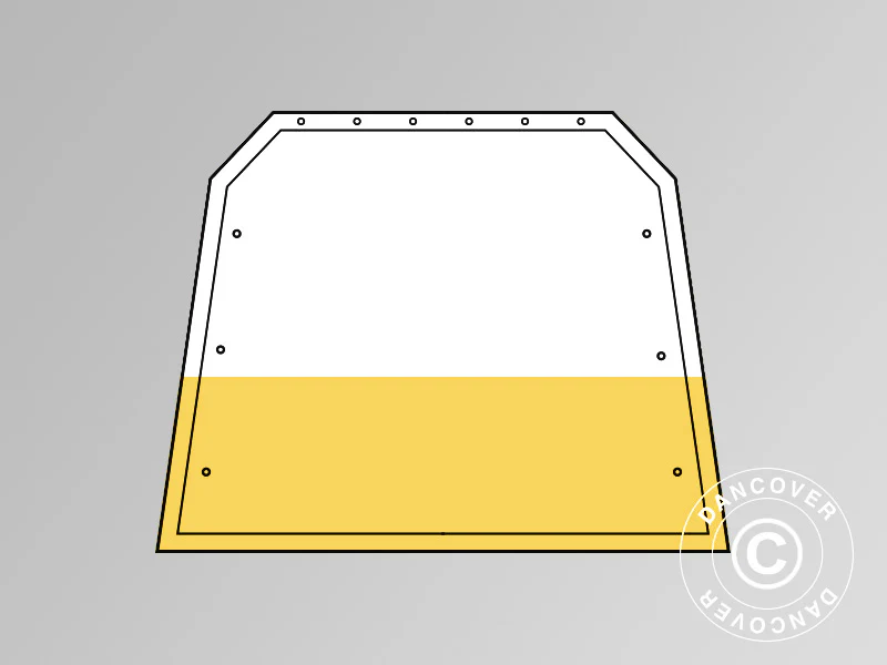 Ändvägg/dörr för förrådstält/arbetstält PRO 3,6m, PVC, Vit/gul