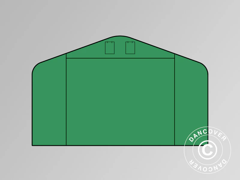 Ändvägg/dörr till lagertält PRO 6x6m, 6x12m och 6x18m PVC, Grön