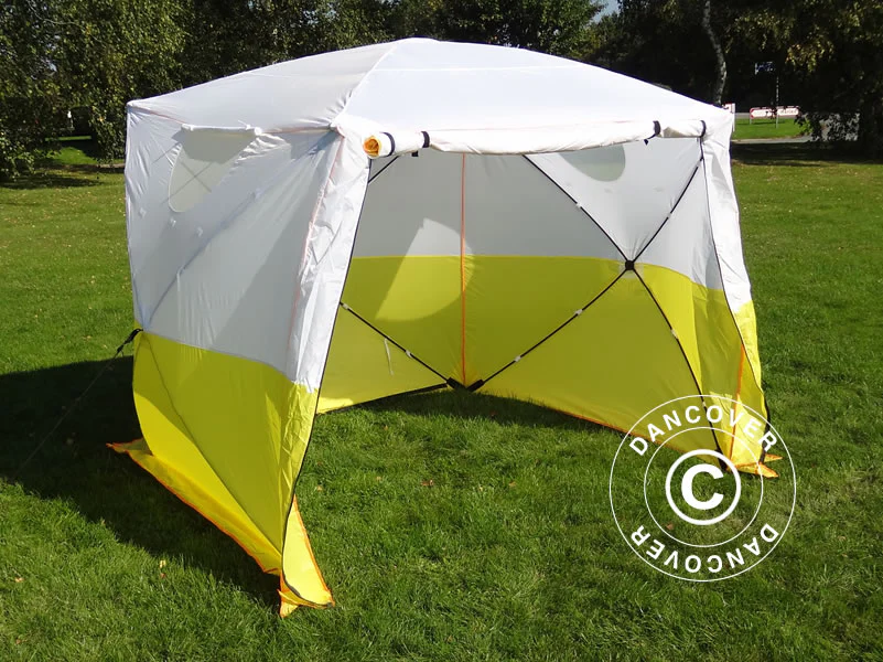 Arbetstält, FleXshelter Basic, 2,1x2,1x2m, Flamskyddad, Gul/Vit - Image 3