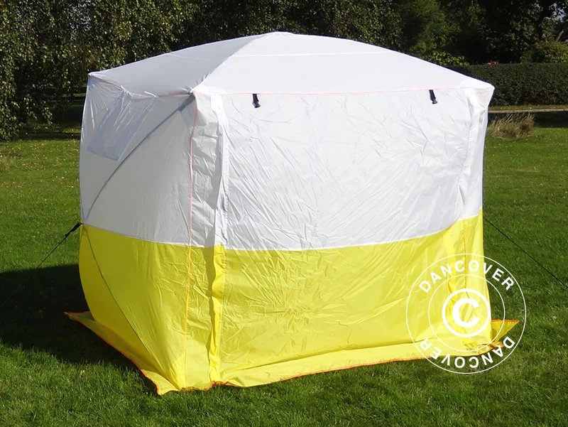 Arbetstält, FleXshelter Basic, 2,1x2,1x2m, Flamskyddad, Gul/Vit - Image 4