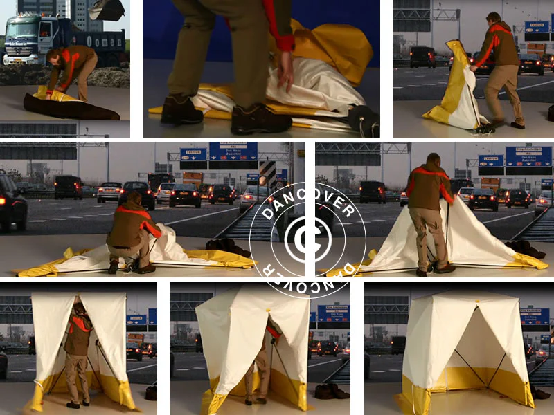 Arbetstält, FleXshelter Basic+, 3x3x2m, Flamskyddad, Gul/Vit - Image 11