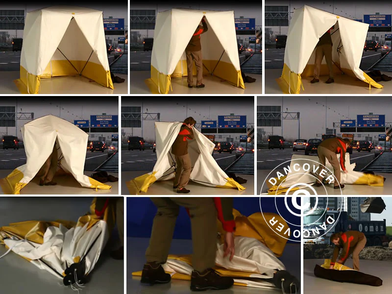 Arbetstält, FleXshelter Basic+, 3x3x2m, Flamskyddad, Gul/Vit - Image 12