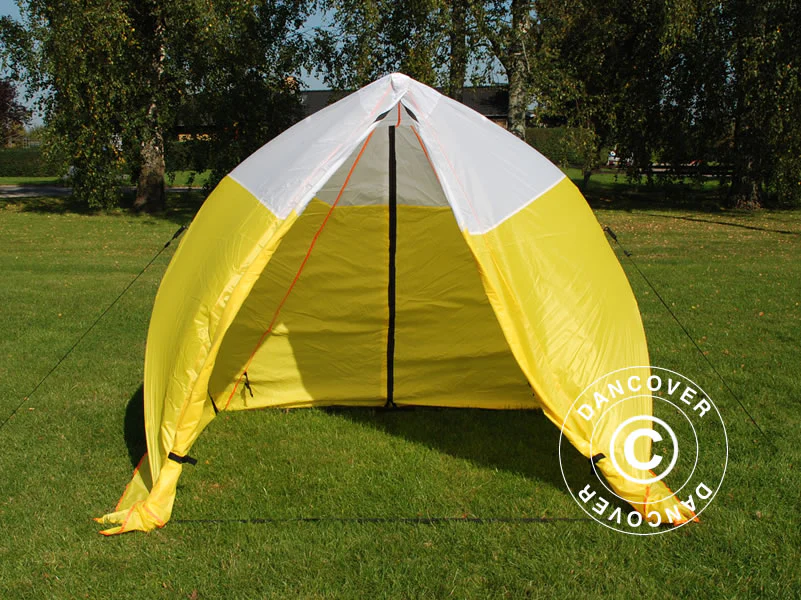 Arbetstält, FleXshelter Basic Triangle, 1,8x1,9x2m, Flamskyddad, Gul/Vit - Image 3