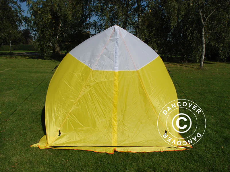 Arbetstält, FleXshelter Basic Triangle, 1,8x1,9x2m, Flamskyddad, Gul/Vit - Image 5