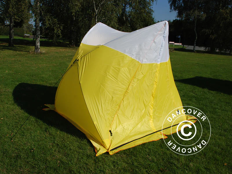 Arbetstält, FleXshelter Basic Triangle, 1,8x1,9x2m, Flamskyddad, Gul/Vit - Image 6