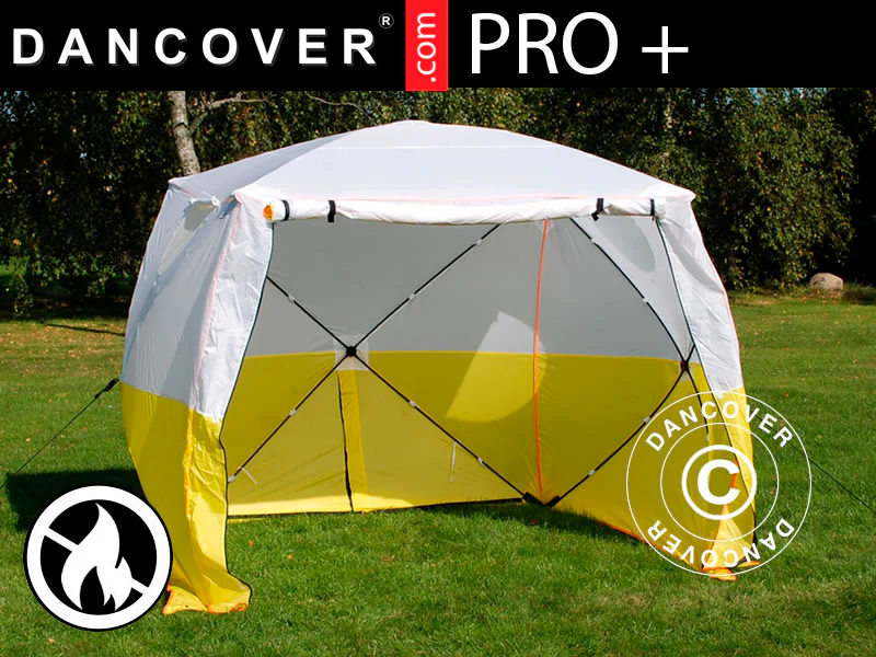 Arbetstält, FleXshelter PRO+, 2,1x2,1x2m, PVC, Flamskyddad, Gul/Vit