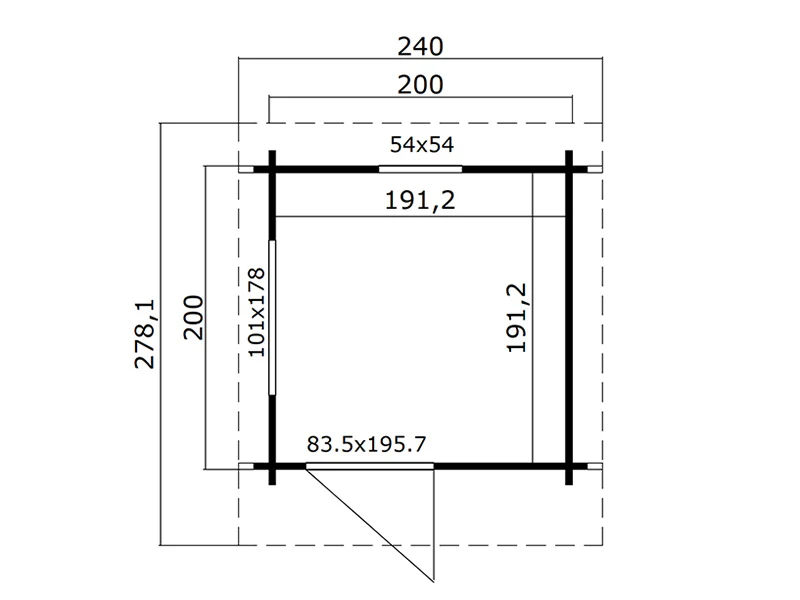 Bastustuga i trä Ruka, 2x2m, 3,6m², Naturlig - Image 5