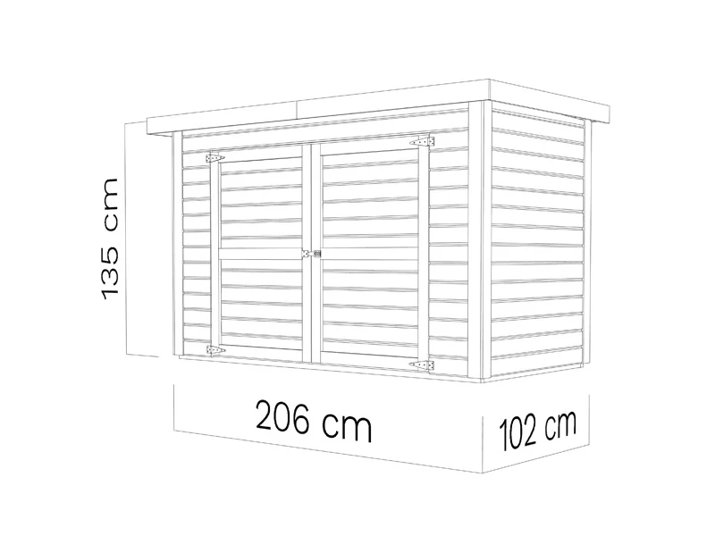 Bertilo redskapsbod i trä Wallstore Velo, 2,06x1,02x1,35m, 2,1m², Naturlig - Image 10