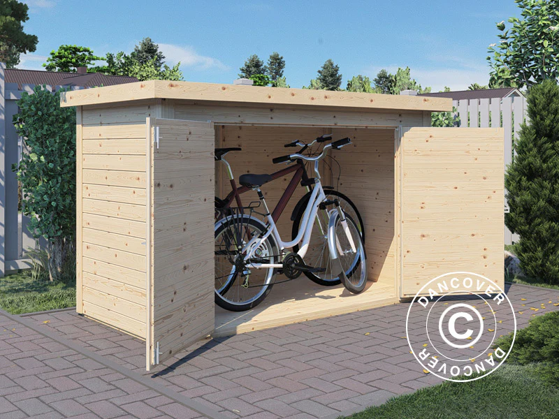 Bertilo redskapsbod i trä Wallstore Velo, 2,06x1,02x1,35m, 2,1m², Naturlig - Image 2