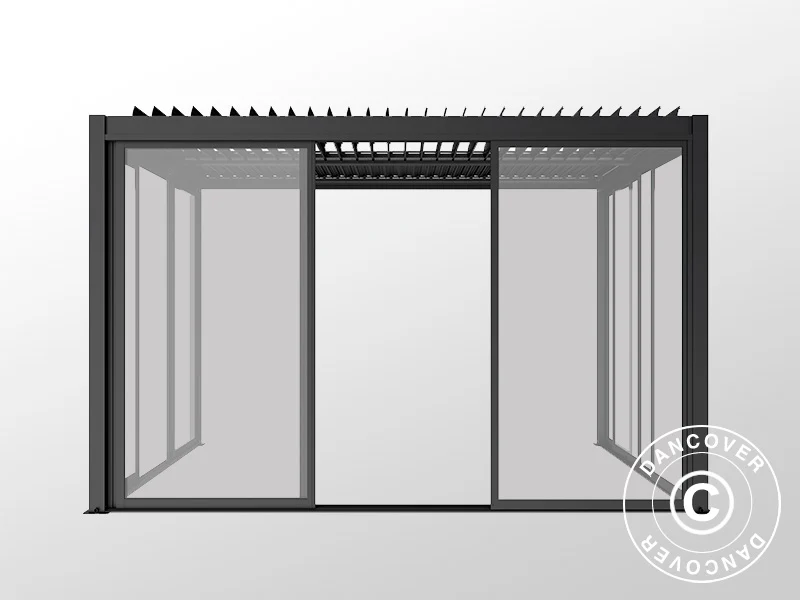 Bioklimatisk pergola paviljon San Pablo Alu+ m/skjutdörrar, 4x4m, Svart - Image 7