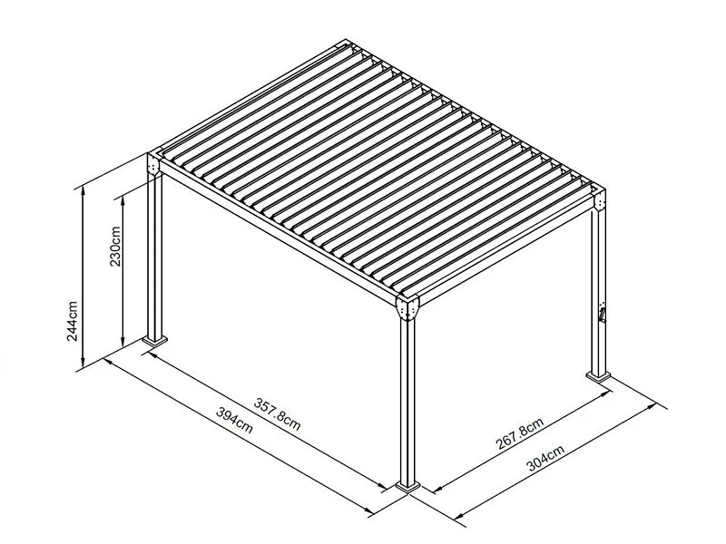Bioklimatisk pergola paviljong Monterey S2, 3x4m, Svart - Image 6