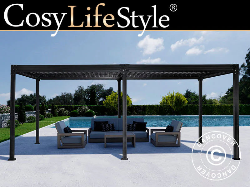 Bioklimatisk pergola paviljong Monterey S2, 3x6m, Svart