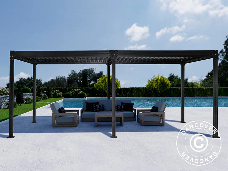 Bioklimatisk pergola paviljong Monterey S2, 3x6m, Svart - Image 2