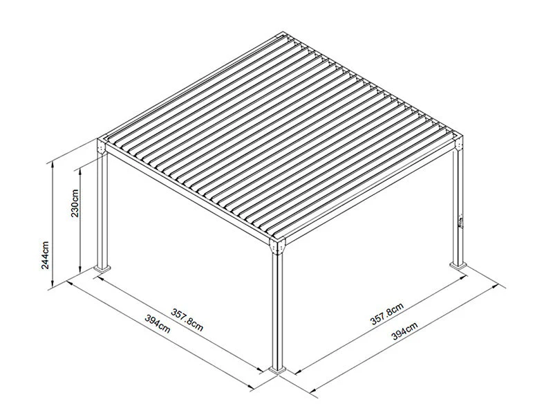 Bioklimatisk pergola paviljong Monterey S2, 4x4m, Svart - Image 5