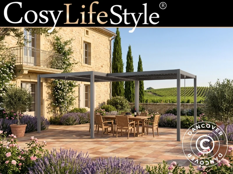 Bioklimatisk pergola paviljong San Pablo Alu+, 3x3m, 3x4m, Svart, 2 st.