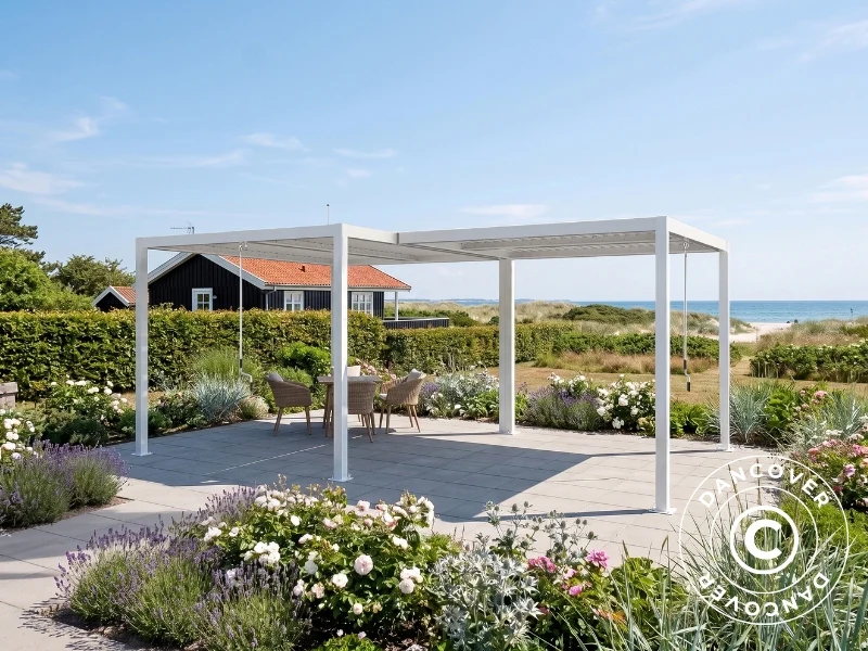Bioklimatisk pergola paviljong San Pablo Alu+, 3x3m, 3x4m, Vit, 2 st. - Image 2