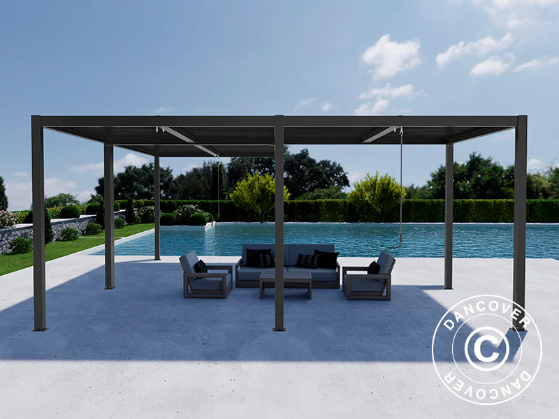 Bioklimatisk pergola paviljong San Pablo Alu+, 3x3m, 3x5,8m, Svart, 2 st. - Image 2