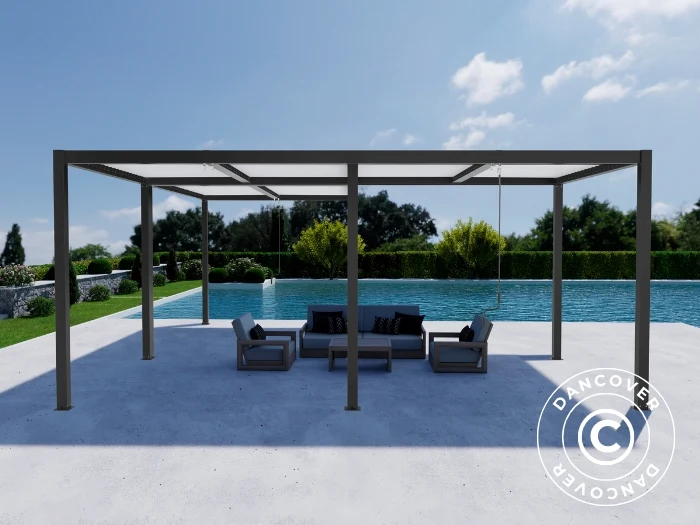 Bioklimatisk pergola paviljong San Pablo Alu+, 3x3m, 3x5,8m, Svart/Vit, 2 st. - Image 3