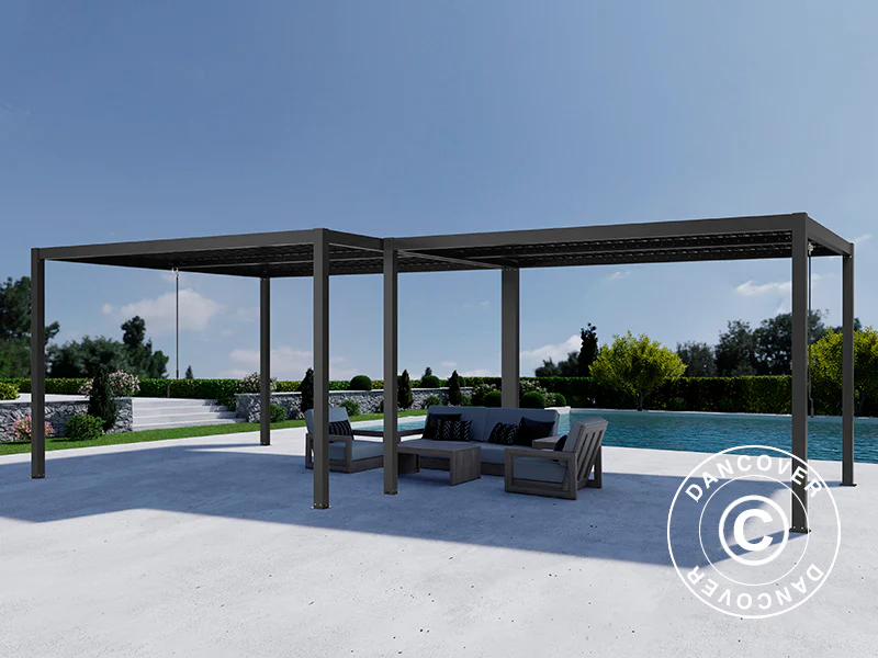 Bioklimatisk pergola paviljong San Pablo Alu+, 3x3m, 4x4m, Svart, 2 st. - Image 2