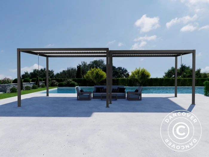 Bioklimatisk pergola paviljong San Pablo Alu+, 3x3m, 4x4m, Svart/Vit, 2 st. - Image 3