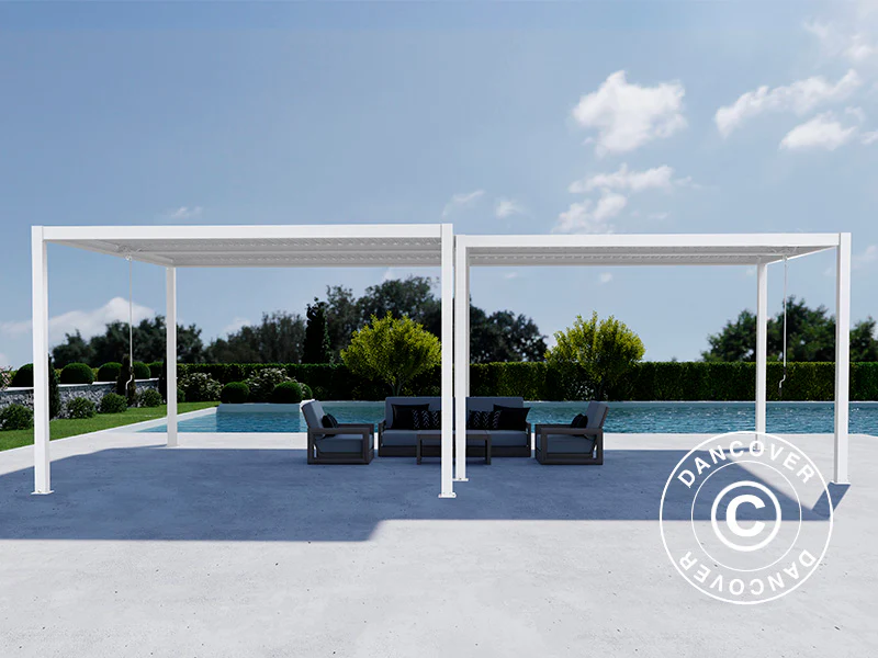 Bioklimatisk pergola paviljong San Pablo Alu+, 3x3m, 4x4m, Vit, 2 st. - Image 3