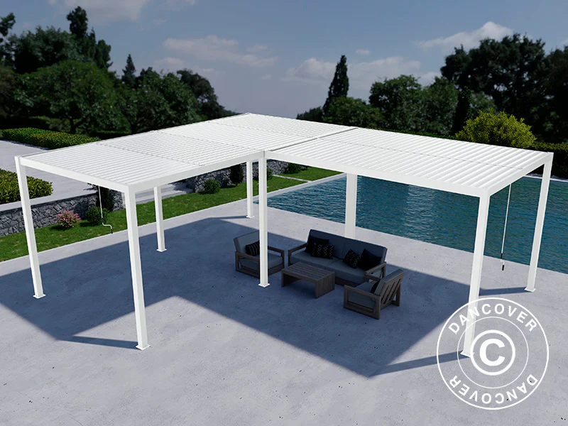 Bioklimatisk pergola paviljong San Pablo Alu+, 3x3m, 4x5,8m, Vit, 2 st. - Image 4