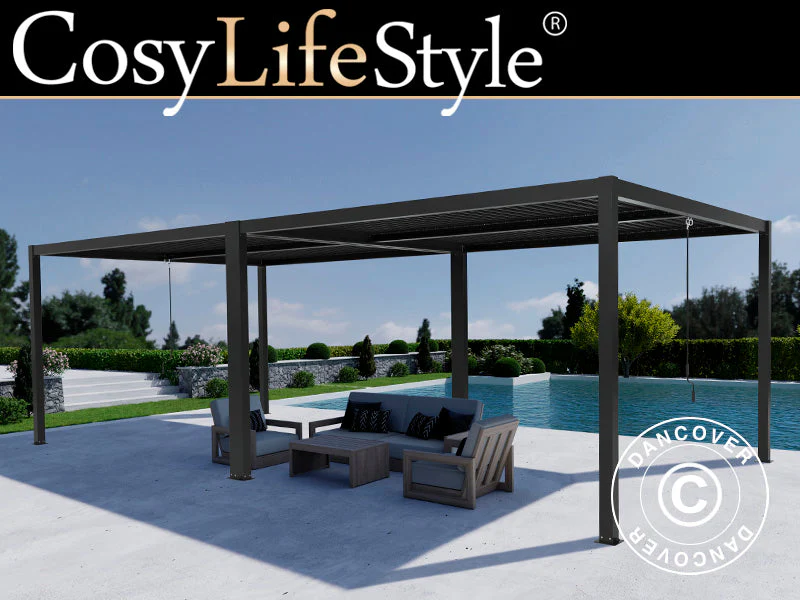 Bioklimatisk pergola paviljong San Pablo Alu+, 3x3m, Svart, 2 st.