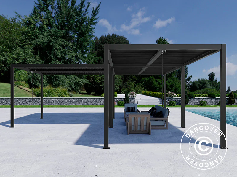 Bioklimatisk pergola paviljong San Pablo Alu+, 3x3m, Svart, 3 st. - Image 2
