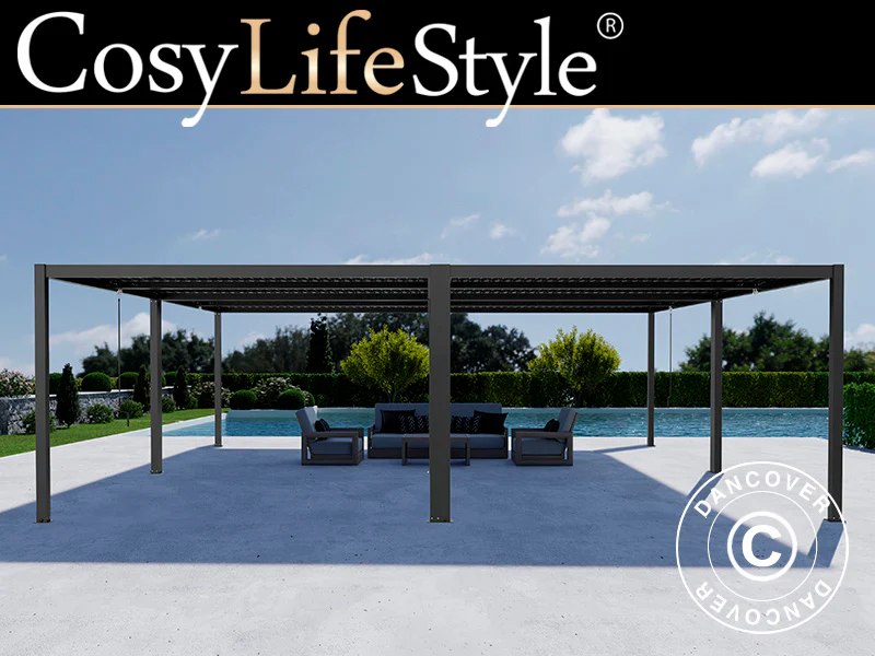 Bioklimatisk pergola paviljong San Pablo Alu+, 3x3m, Svart, 4 st.