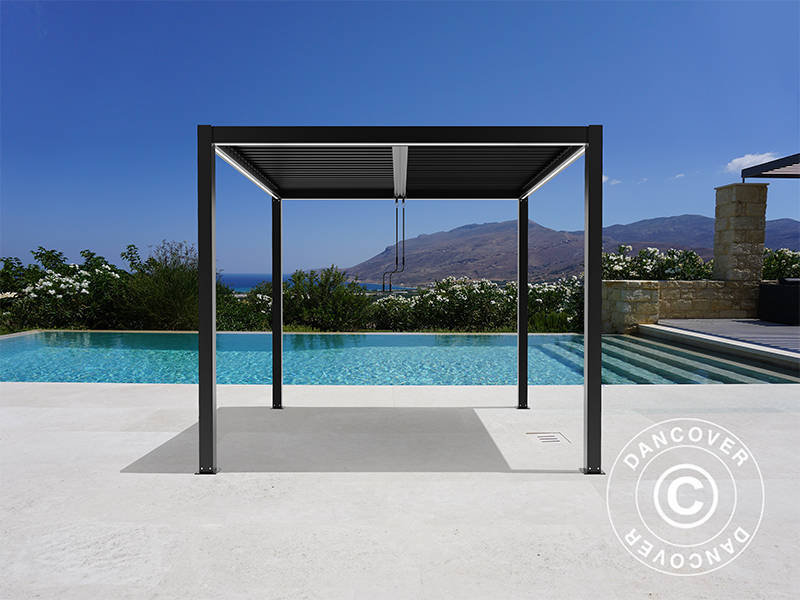Bioklimatisk pergola Paviljong San Pablo Alu+, 3x3m, Svart - Image 4