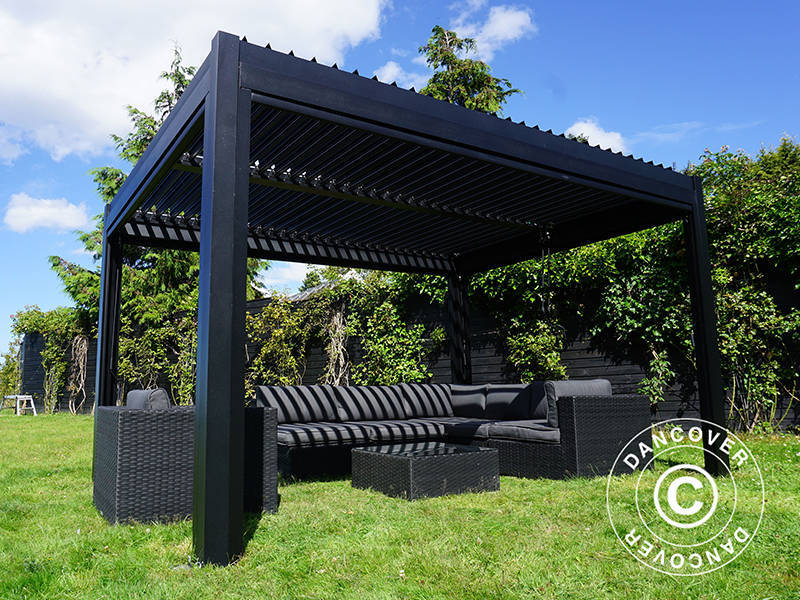 Bioklimatisk pergola Paviljong San Pablo Alu+, 3x3m, Svart - Image 5