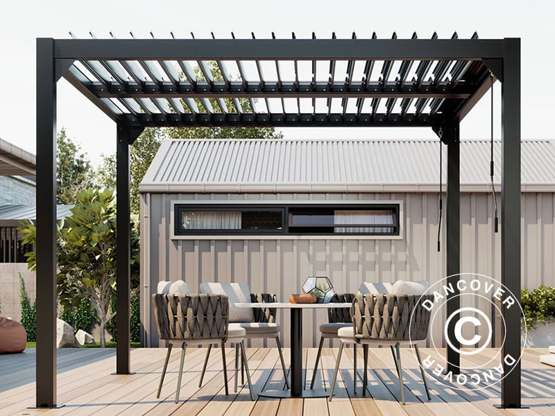 Bioklimatisk pergola Paviljong San Pablo Alu+, 3x3m, Svart - Image 8