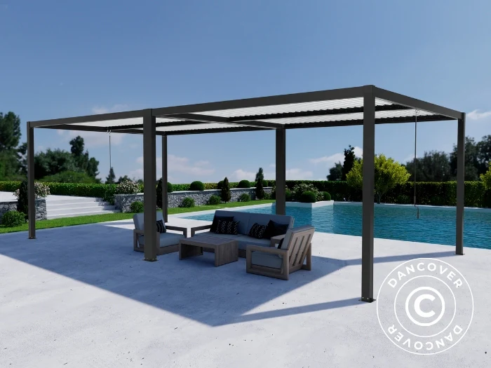 Bioklimatisk pergola paviljong San Pablo Alu+, 3x3m, Svart/Vit, 2 st. - Image 2
