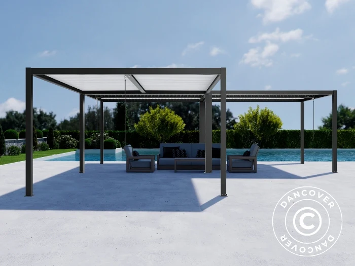 Bioklimatisk pergola paviljong San Pablo Alu+, 3x3m, Svart/Vit, 3 st. - Image 2