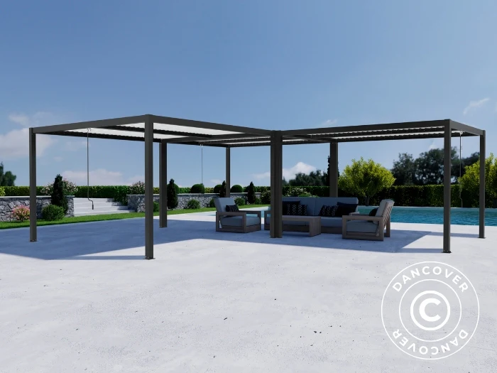 Bioklimatisk pergola paviljong San Pablo Alu+, 3x3m, Svart/Vit, 3 st. - Image 3
