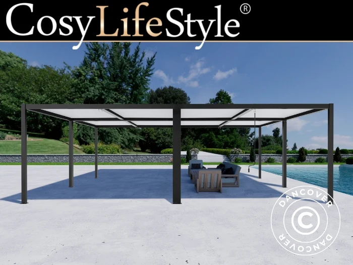 Bioklimatisk pergola paviljong San Pablo Alu+, 3x3m, Svart/Vit, 4 st.