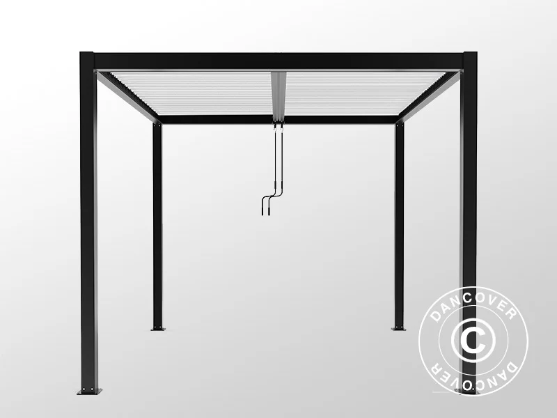 Bioklimatisk pergola paviljong San Pablo Alu+, 3x3m, Svart/Vit - Image 4