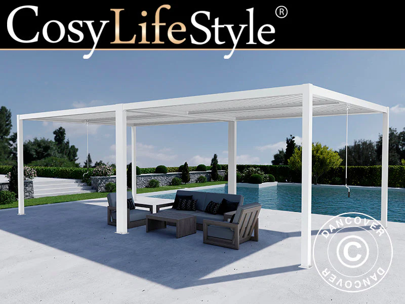Bioklimatisk pergola paviljong San Pablo Alu+, 3x3m, Vit, 2 st.