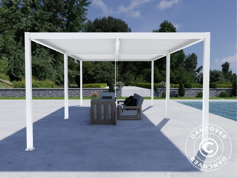 Bioklimatisk pergola paviljong San Pablo Alu+, 3x3m, Vit, 2 st. - Image 4