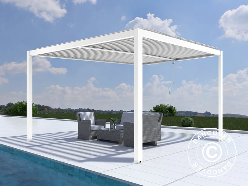 Bioklimatisk pergola paviljong San Pablo Alu+, 3x3m, Vit - Image 2