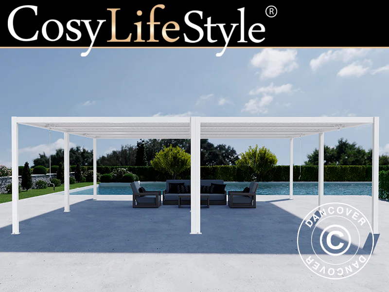 Bioklimatisk pergola paviljong San Pablo Alu+, 3x3m, Vit, 4 st.